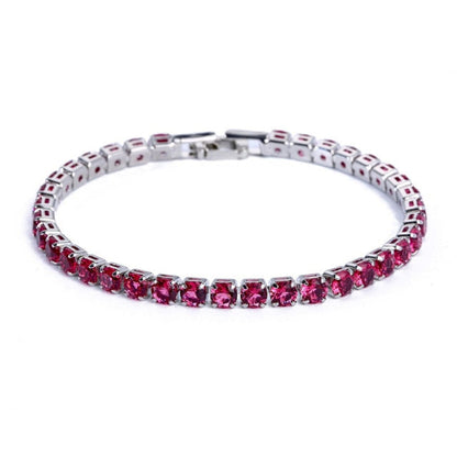 Elegante Schakelarmband met Zirkonia Stenen | Luxe Tennisarmband voor Dames en Heren | Geometrisch Design Polssieraad met Glanzende Kristallen | Verstelbare Feestelijke Armband Zilver Goud