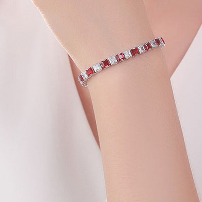 Elegante Schakelarmband met Zirkonia Stenen | Luxe Tennisarmband voor Dames en Heren | Geometrisch Design Polssieraad met Glanzende Kristallen | Verstelbare Feestelijke Armband Zilver Goud