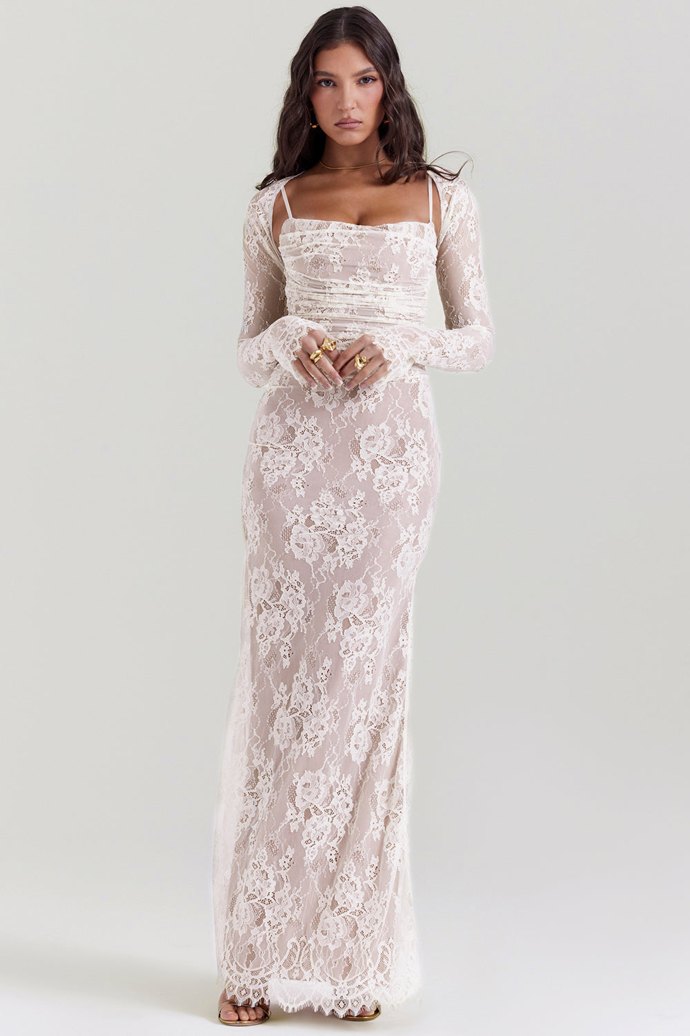Korset Jurk Chique Maxi met Kant en Ruche Details - StudioMarella