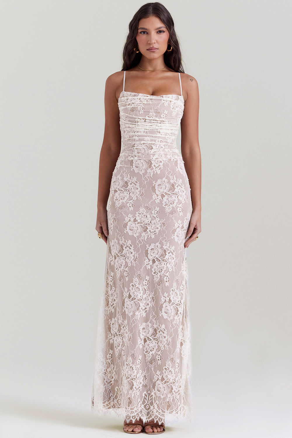Korset Jurk Chique Maxi met Kant en Ruche Details
