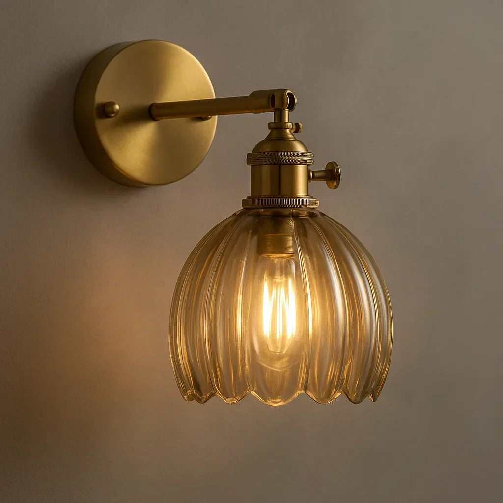 Wandlamp Vintage Bloem Glas Messing Tulpen Design E27 Wandverlichting