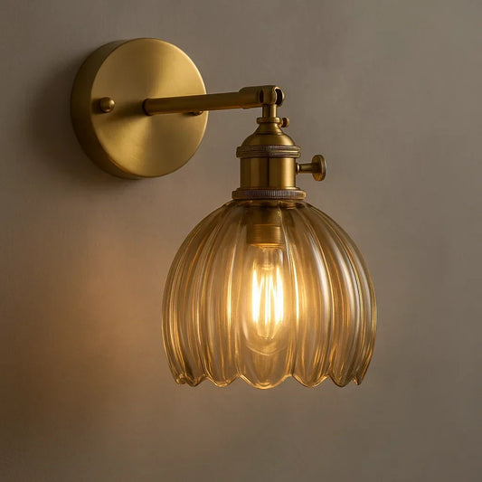 Wandlamp Vintage Bloem Glas Messing Tulpen Design E27 Wandverlichting