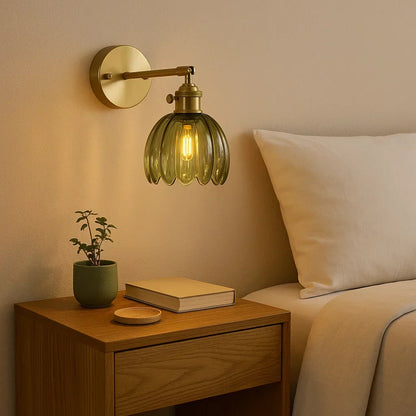 Wandlamp Vintage Bloem Glas Messing Tulpen Design E27 Wandverlichting
