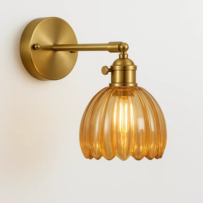 Wandlamp Vintage Bloem Glas Messing Tulpen Design E27 Wandverlichting