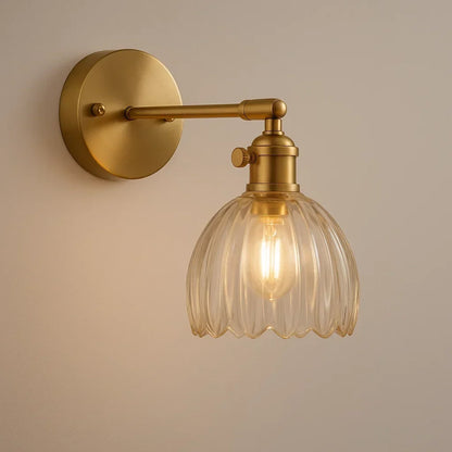 Wandlamp Vintage Bloem Glas Messing Tulpen Design E27 Wandverlichting