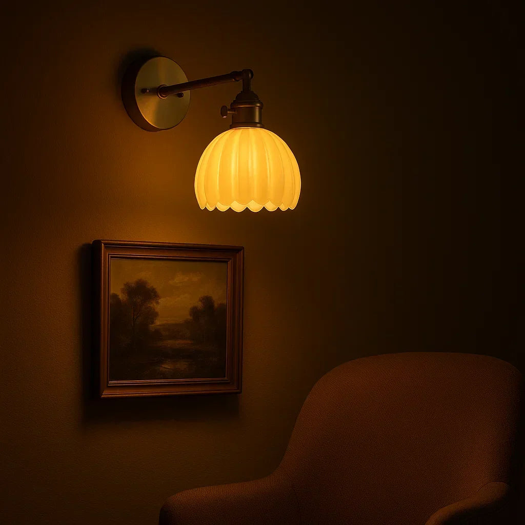 Wandlamp Vintage Bloem Glas Messing Tulpen Design E27 Wandverlichting