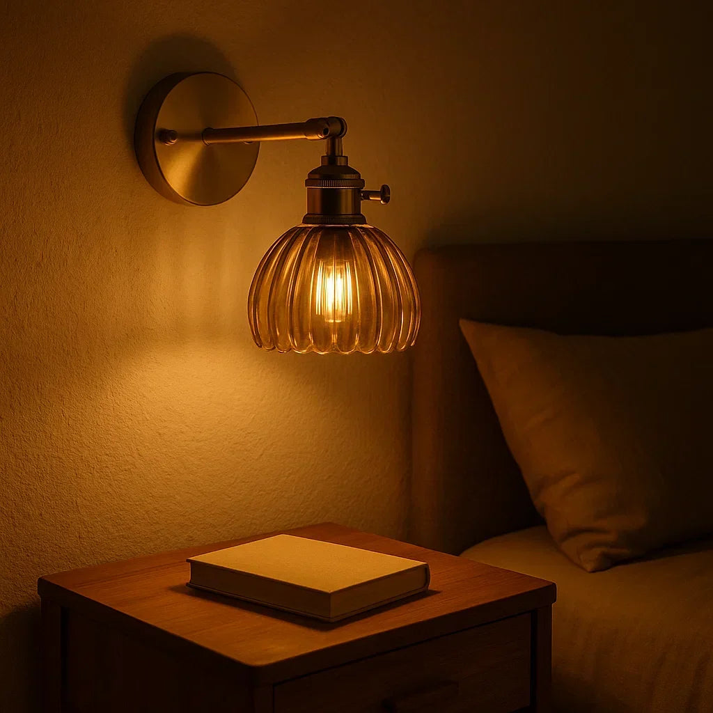 Wandlamp Vintage Bloem Glas Messing Tulpen Design E27 Wandverlichting