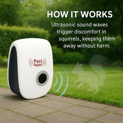 Ultrasoon Eekhoornafreer Apparaat voor Tuin en Erf – Chemievrije Plaagbestrijding met Frequentiewisseling binnen 48 Uur