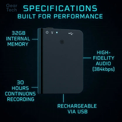 Compacte Spraakrecorder 16GB – Kleine Digitale Audiorecorder met Spraakactivatie en 50 Uur Opname
