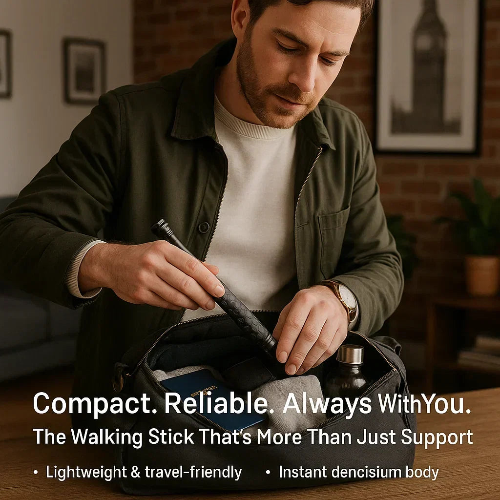 Wandelstok Zelfverdediging Automatisch Uitklapbaar Telescopisch Staal Antislip Grip
