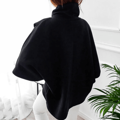 Dames Trui Oversized Asymmetrisch Zwart Modieus