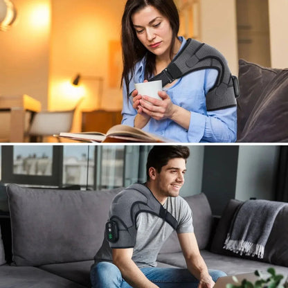 Verwarmde Schouderbandage met Vibratiemassage en Instelbare Warmtezones voor Pijnverlichting en Spierontspanning