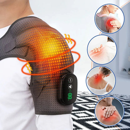 Verwarmde Schouderbandage met Vibratiemassage en Instelbare Warmtezones voor Pijnverlichting en Spierontspanning