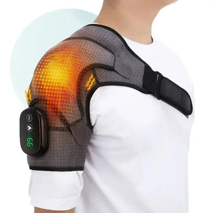 Verwarmde Schouderbandage met Vibratiemassage en Instelbare Warmtezones voor Pijnverlichting en Spierontspanning