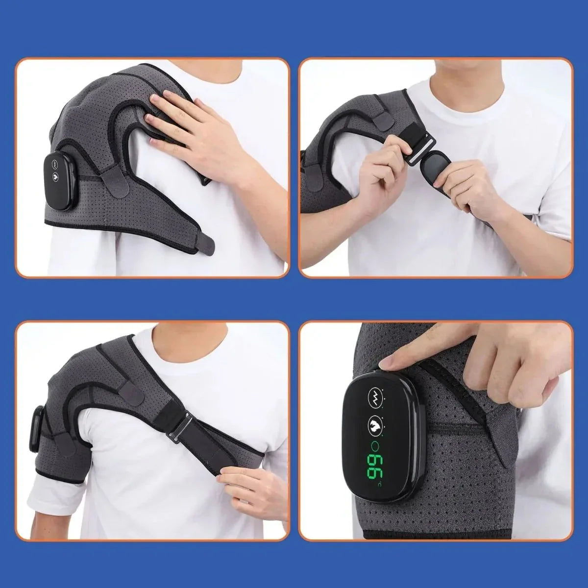 Verwarmde Schouderbandage met Vibratiemassage en Instelbare Warmtezones voor Pijnverlichting en Spierontspanning