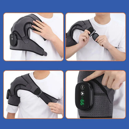 Verwarmde Schouderbandage met Vibratiemassage en Instelbare Warmtezones voor Pijnverlichting en Spierontspanning