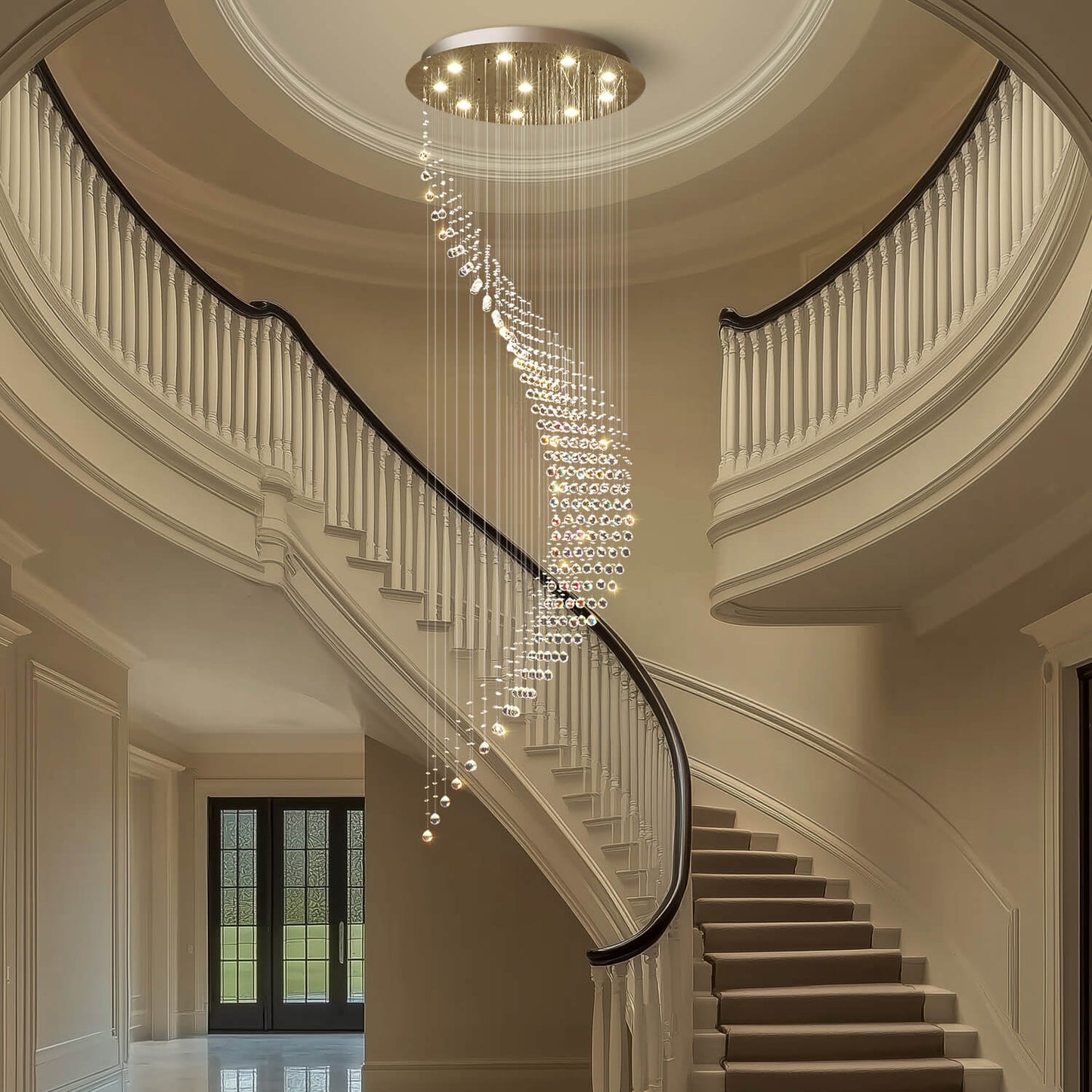 Kristallen Kroonluchter Regendruppel Spiraal K9 Kristal Chroom GU10 Trap Entreehal Luxe
