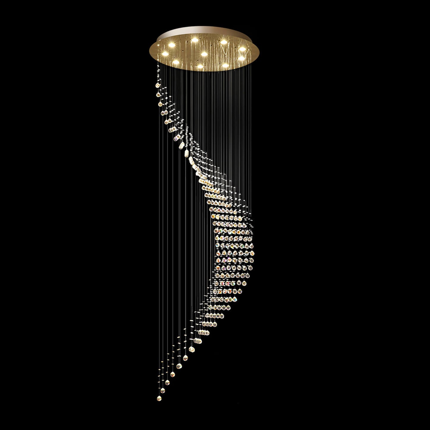 Kristallen Kroonluchter Regendruppel Spiraal K9 Kristal Chroom GU10 Trap Entreehal Luxe
