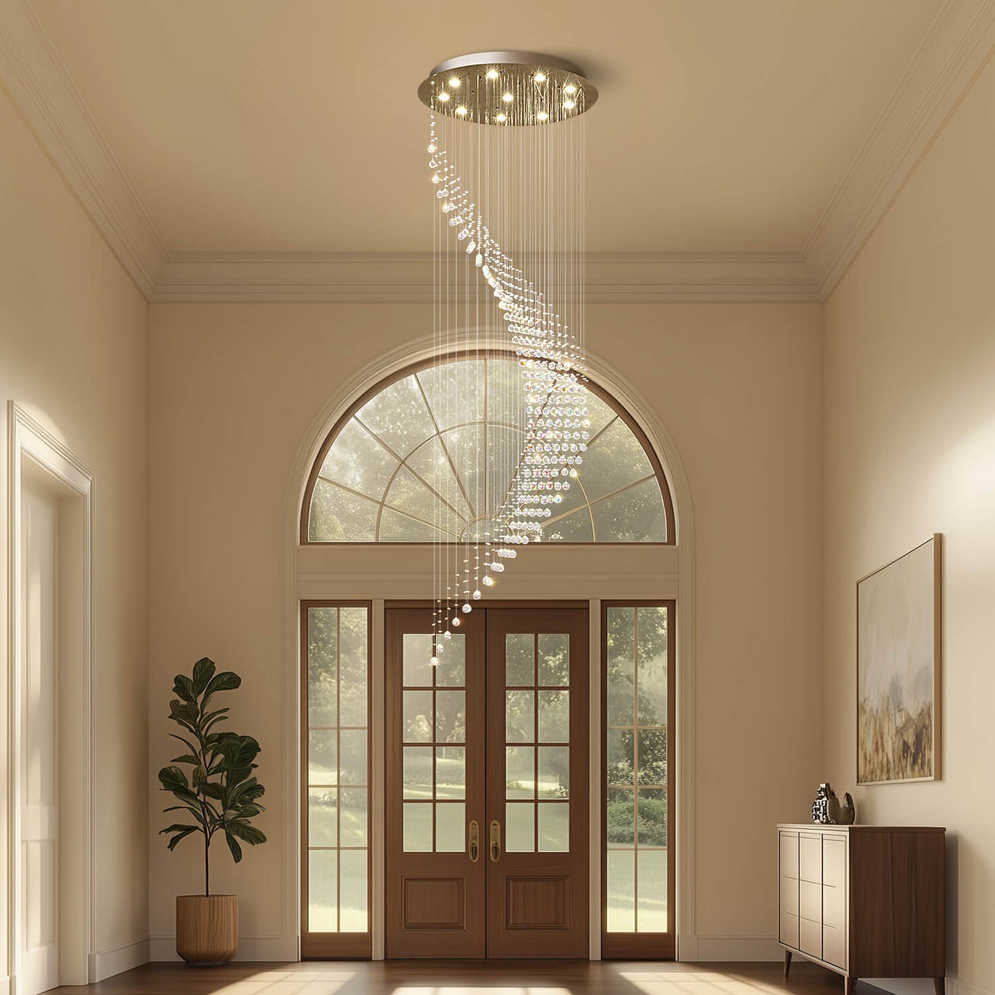 Kristallen Kroonluchter Regendruppel Spiraal K9 Kristal Chroom GU10 Trap Entreehal Luxe