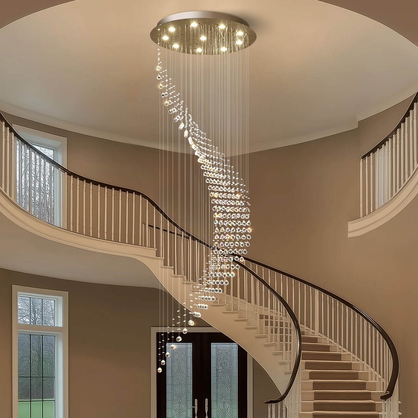 Kristallen Kroonluchter Regendruppel Spiraal K9 Kristal Chroom GU10 Trap Entreehal Luxe