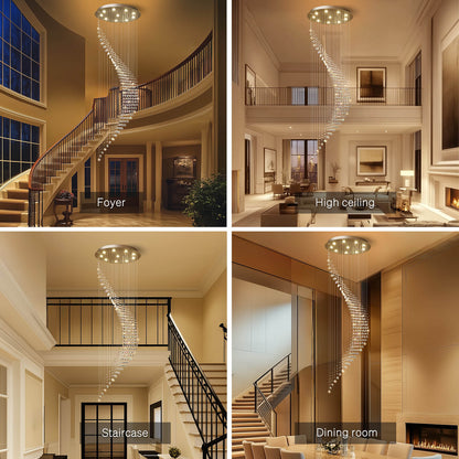 Kristallen Kroonluchter Regendruppel Spiraal K9 Kristal Chroom GU10 Trap Entreehal Luxe