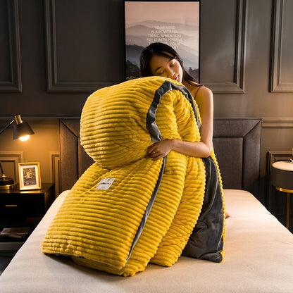 Fleece Dekbedovertrek Hoogwaardig Fleece Groen Ribpatroon Bed Slaapkamer Winter Warm Dekbedovertrekset Zacht Beddengoed