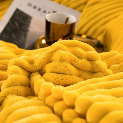 Fleece Dekbedovertrek Hoogwaardig Fleece Groen Ribpatroon Bed Slaapkamer Winter Warm Dekbedovertrekset Zacht Beddengoed