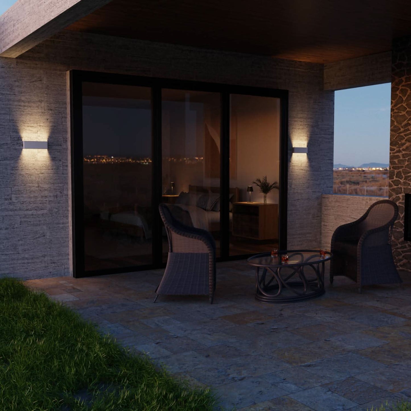 Minimalistische led wandlamp voor buiten en binnen met up-down licht