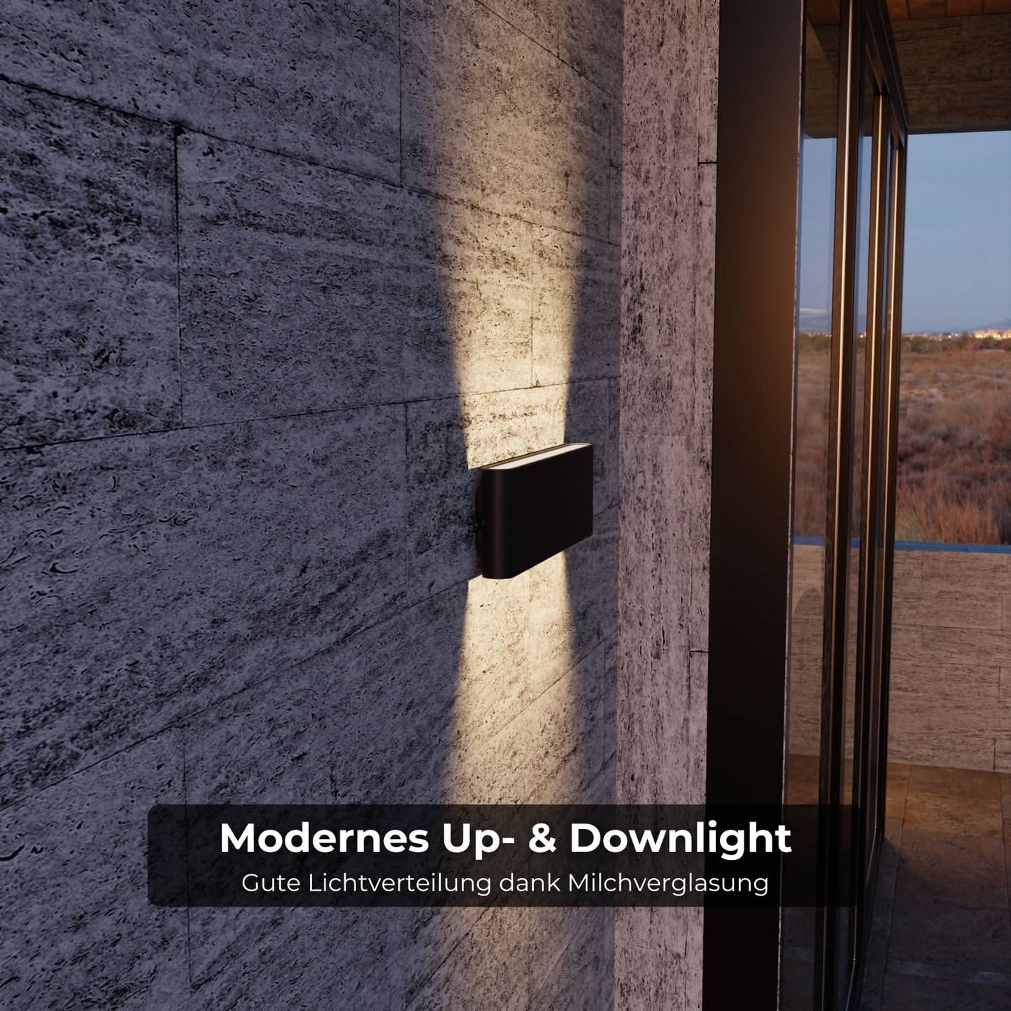 Minimalistische led wandlamp voor buiten en binnen met up-down licht