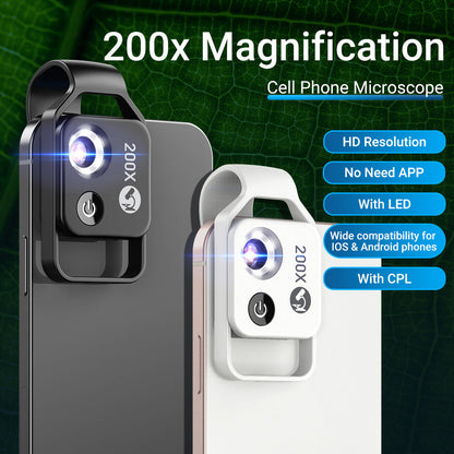 Smartphone Microscoop 200x Vergroting met LED-verlichting Clip-on USB Draagbaar Vergrootglas Mini Microscopie Precisie Inspectie Macro Camera Lens