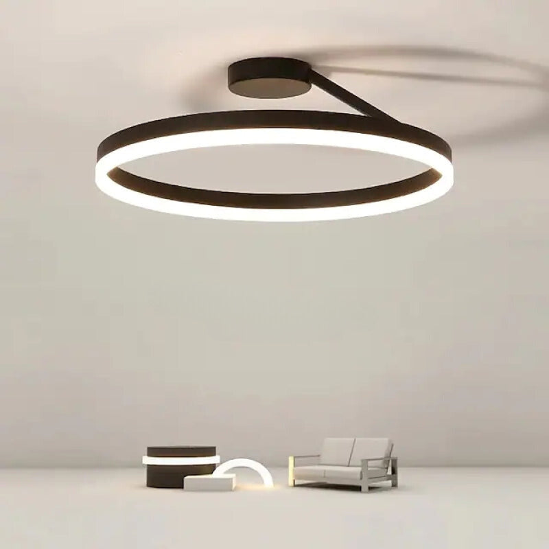 Plafondlamp LED Ring Metaal Acryl Zwart Wit Dimbaar Woonkamer Slaapkamer 50cm