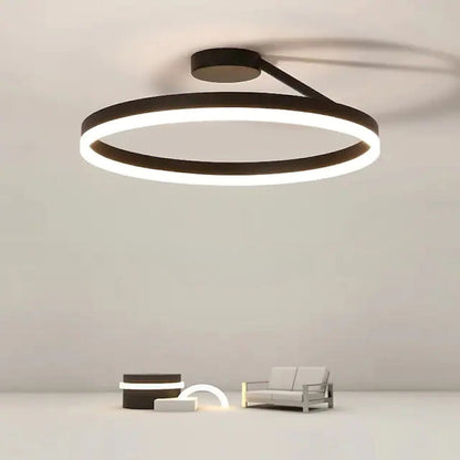 Plafondlamp LED Ring Metaal Acryl Zwart Wit Dimbaar Woonkamer Slaapkamer 50cm