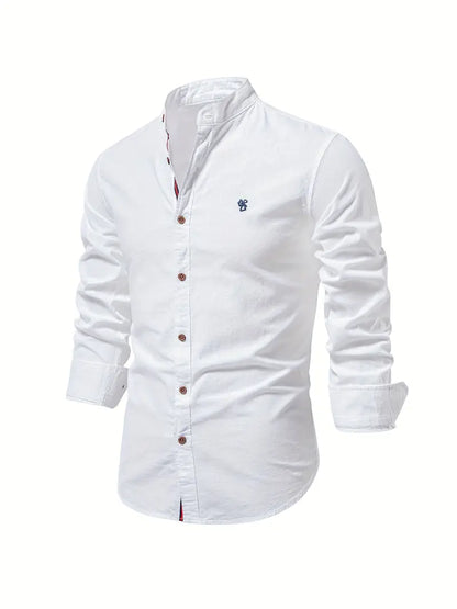 Heren Overhemd Klassiek Slim Fit Wit Blauw - StudioMarella