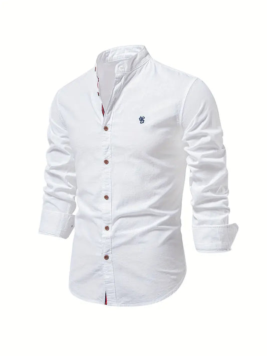 Heren Overhemd Klassiek Slim Fit Wit Blauw - StudioMarella