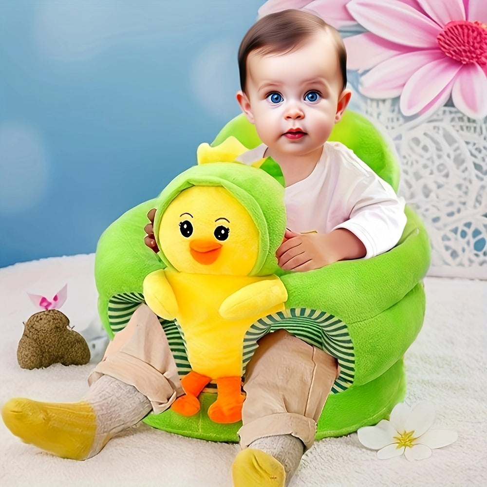 Baby Zitstoel Pluche Dierenthema Grijs Ondersteunend Leren Zitten Baby Stoel Zacht Zitkussen Speelstoel