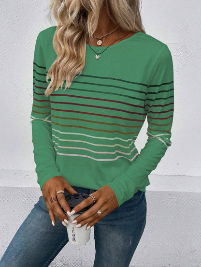 Dames T-shirt Lange Mouwen Streepjes Stijlvol Basic