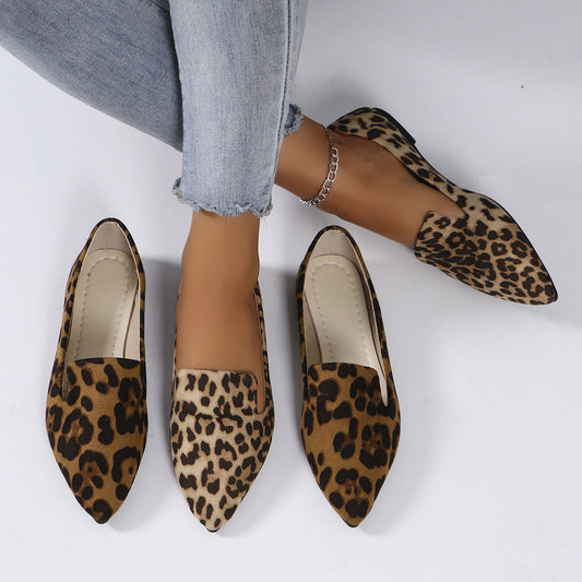 Dames Ballerina's Comfortabele Panterprint Puntneus Schoenen - StudioMarella
