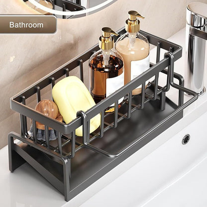 Keuken- en badkamer organizer met automatische afwatering en handdoekhouder