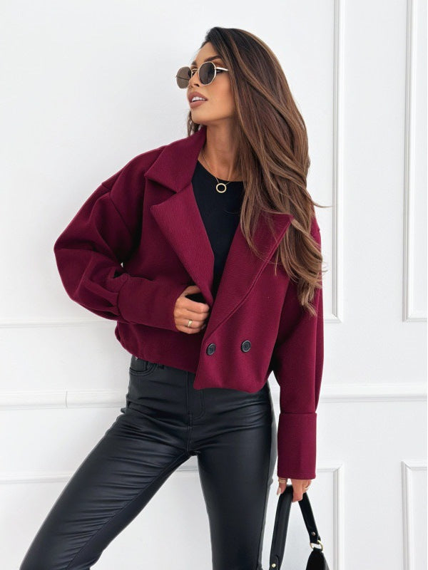 Dames Korte Wollen Jas Elegante Stijl