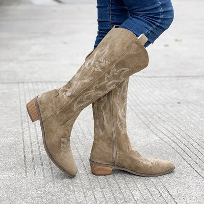 Dames Laarzen Zwart Cowboy Hak Stijlvol Leer