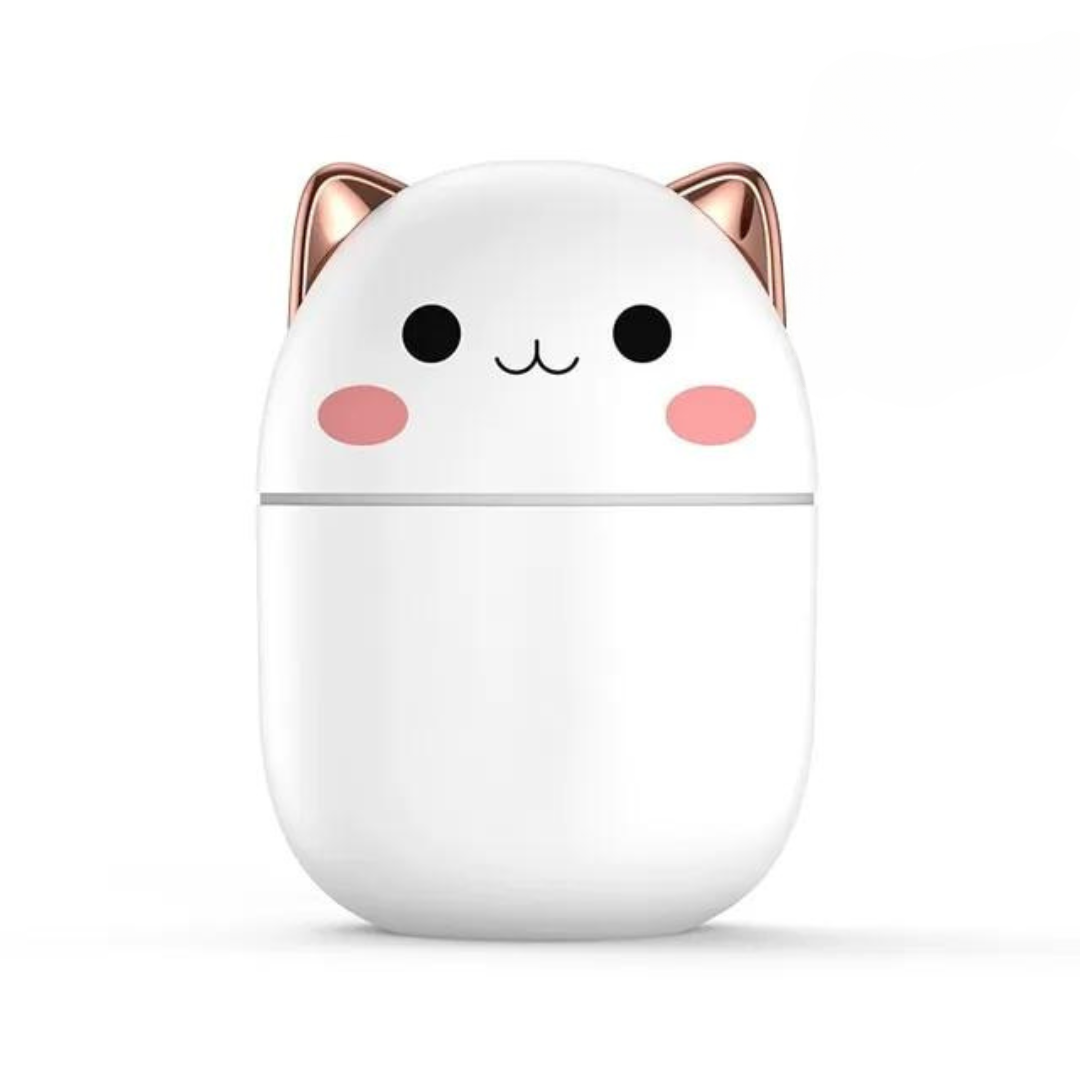 Katten Luchtbevochtiger met LED Nachtlampje – 250ml Bevochtiging voor Slaapkamer Bureau Kinderkamer