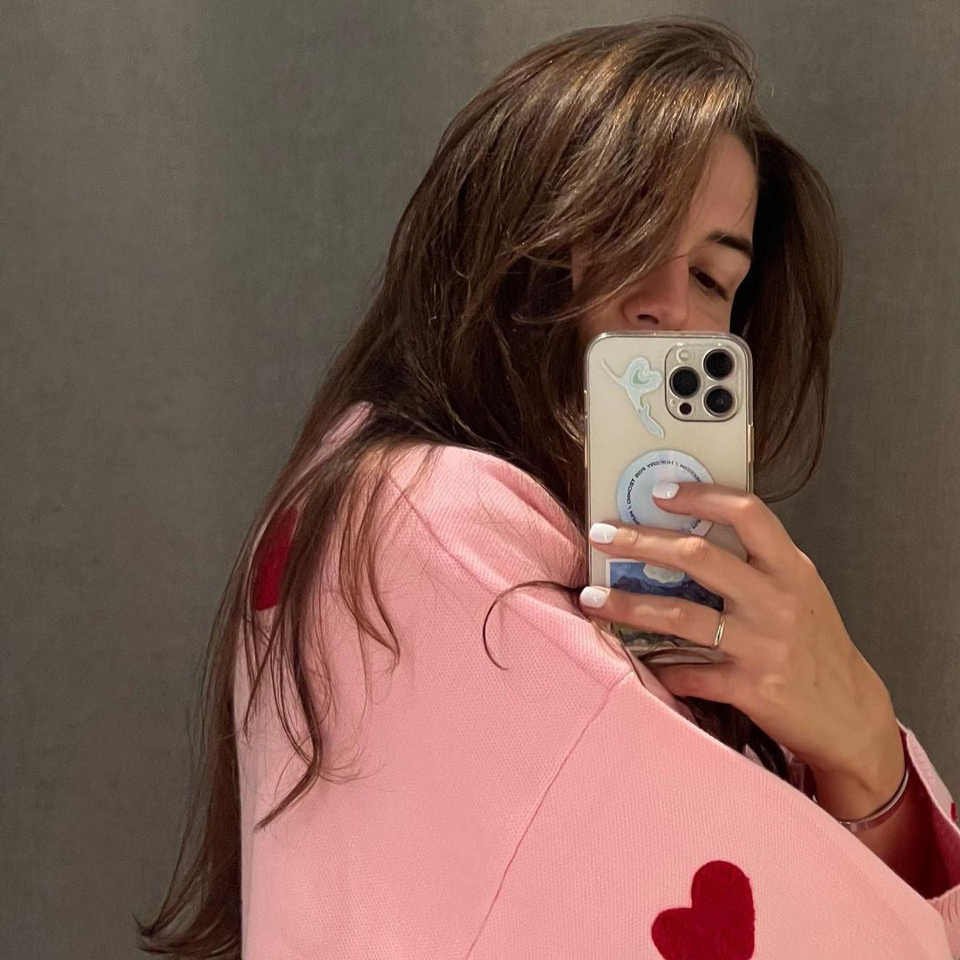 Dames Trui Gebreid met Harten Stijlvol Rood