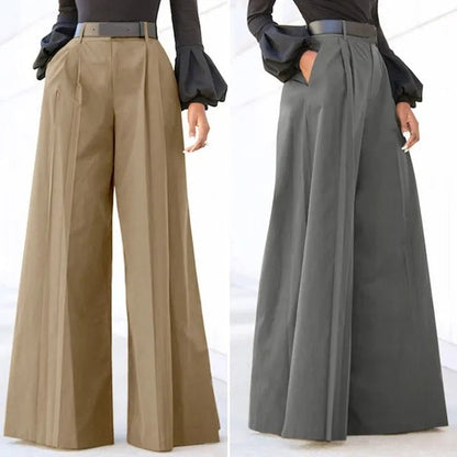 Dames Broek Wijde Pijpen Hoge Taille Comfortabele Zittende Broek