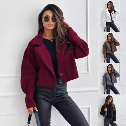 Dames Korte Wollen Jas Elegante Stijl