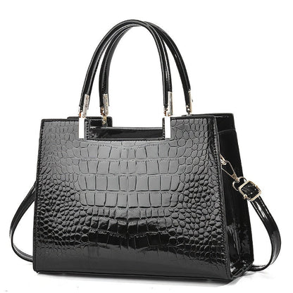 Luxe Handtas van Krokodillenleer Glanzend Zwart Design