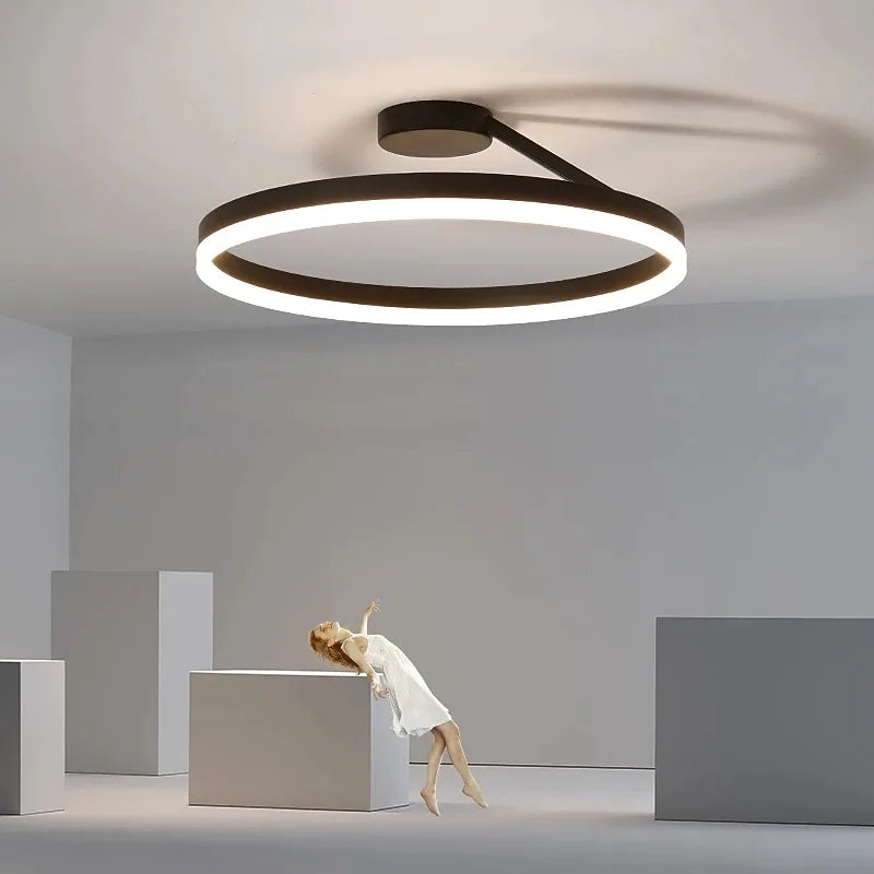 Plafondlamp LED Ring Metaal Acryl Zwart Wit Dimbaar Woonkamer Slaapkamer 50cm