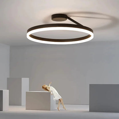 Plafondlamp LED Ring Metaal Acryl Zwart Wit Dimbaar Woonkamer Slaapkamer 50cm