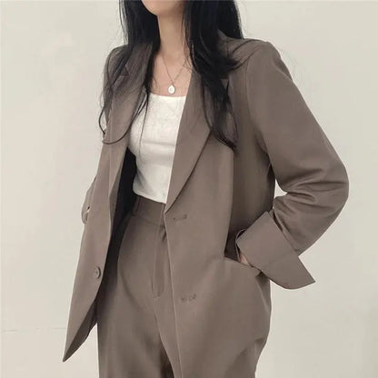 Dames Blazer Set met Rechte Broek Elegante Outfit