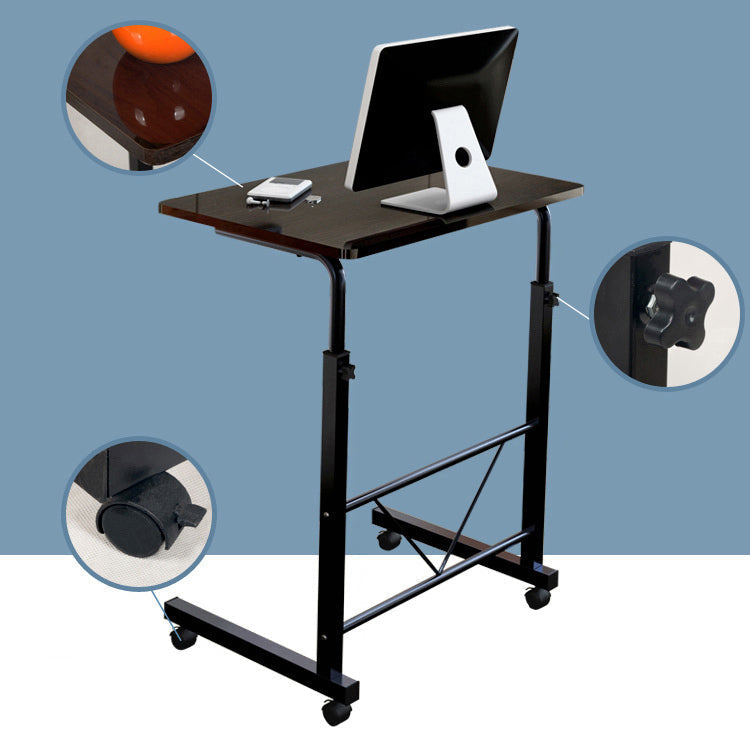 Laptoptafel Op Wielen Verstelbaar Zwart Staal Hout Bijzettafel Sofa Bureau