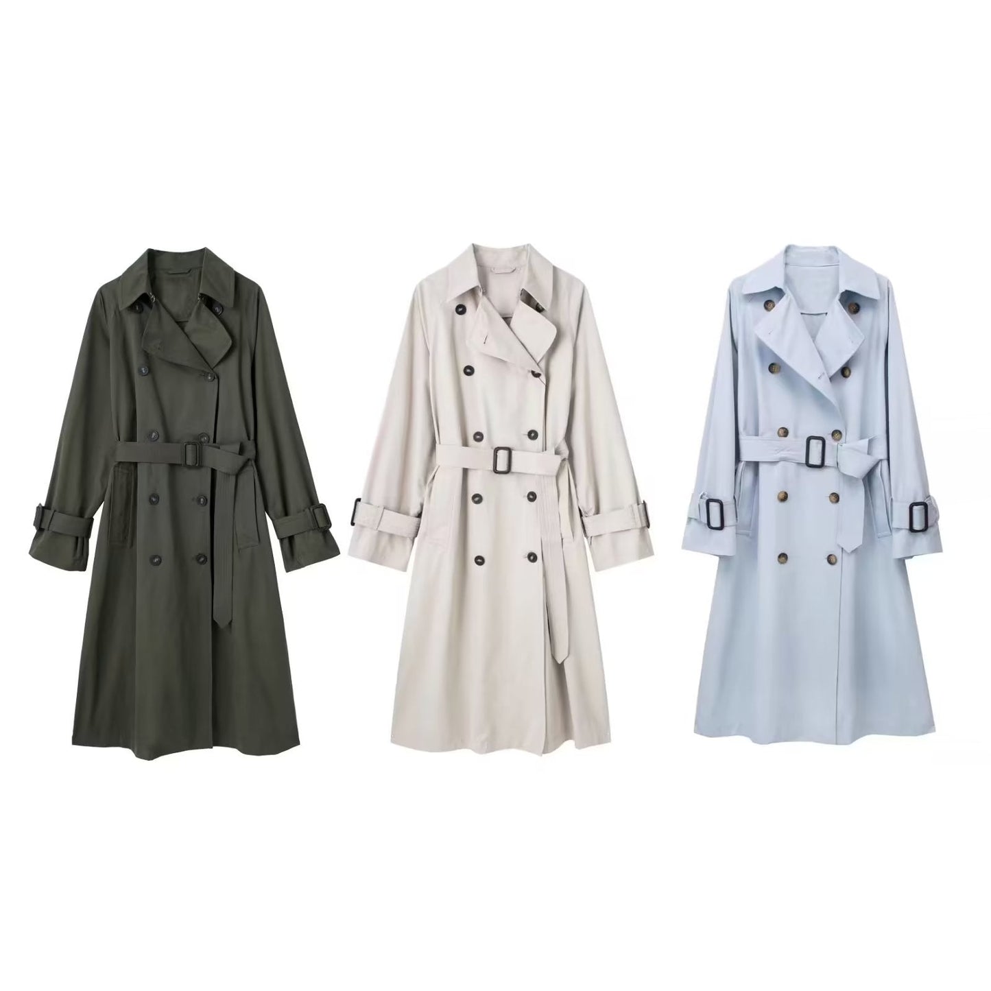 Dames Trenchcoat Lange Voorjaarsjas met Ceintuur Trendy Look